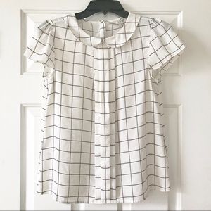 Ann Taylor LOFT Geometric PeterPan Collar Blouse S
